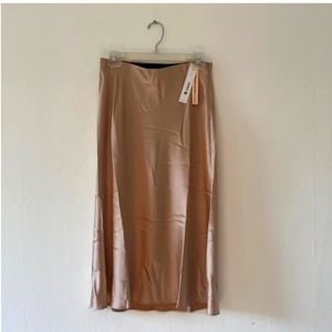 Aqua Midi Satin Skirt